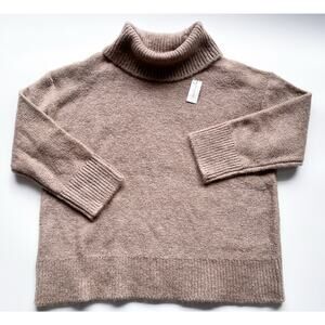 NWT Banana Republic Beige Wool Blend Oversized Turtle Neck Knit Sweater Size XL